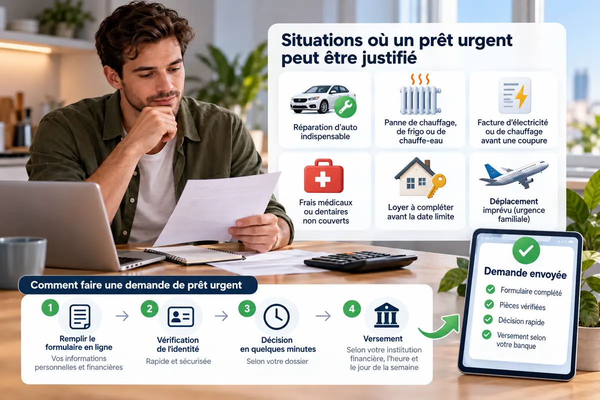 Situations où un prêt urgent peut être justifié et les 4 étapes d’une demande de prêt urgent